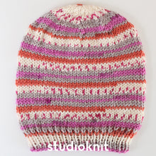 Load image into Gallery viewer, Fair Isle Slouchy Hat Yarn Kits Hibiscus 108
