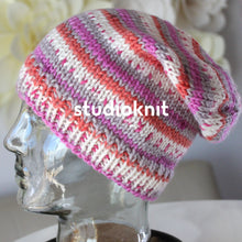 Load image into Gallery viewer, Fair Isle Slouchy Hat Yarn Kits Hibiscus 108