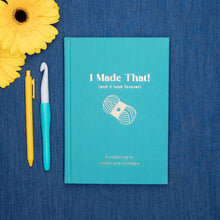 Load image into Gallery viewer, Project Journal Log for Knitters + Crocheters Teal Journal