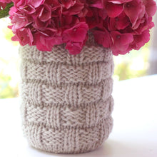 Load image into Gallery viewer, Basket Weave Mason Jar Cozy Knitting Pattern (PDF Download)