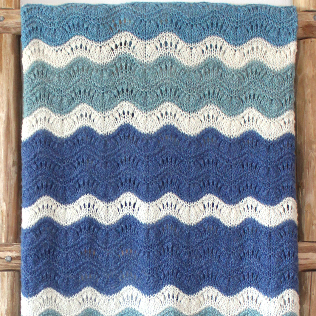 Mavericks Wave Ripple Blanket (6 Sizes): Lace Knitting Pattern