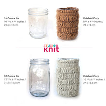 Load image into Gallery viewer, Basket Weave Mason Jar Cozy Knitting Pattern (PDF Download)