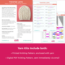 Load image into Gallery viewer, Twisted Love Heart Cable Knit Hat Yarn Kits • Cascade 220 Superwash Merino Yarn & Pattern