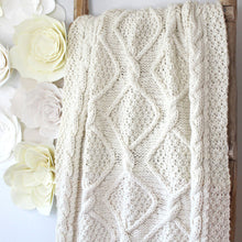 Load image into Gallery viewer, Diamond Heights Cable Blanket: Knitting Pattern (PDF Download)