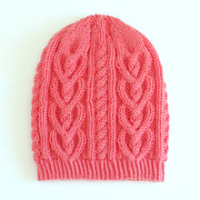 Load image into Gallery viewer, Twisted Love Heart Cable Knit Hat Pattern (PDF Download)