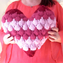 Load image into Gallery viewer, Bubble Stitch Heart Pillow: Knitting Pattern (PDF Download)