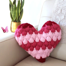 Load image into Gallery viewer, Bubble Stitch Heart Pillow: Knitting Pattern (PDF Download)