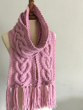 Load image into Gallery viewer, Heart Cable Knit Scarf Pattern (PDF Download)