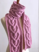 Load image into Gallery viewer, Heart Cable Knit Scarf Pattern (PDF Download)