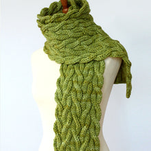 Load image into Gallery viewer, Meadow Vine Reversible Cable Scarf Knitting Pattern (PDF Download)