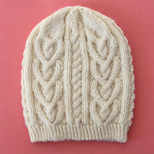 Load image into Gallery viewer, Twisted Love Heart Cable Knit Hat Pattern (PDF Download)