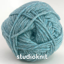 Load image into Gallery viewer, Twisted Love Heart Cable Knit Hat Yarn Kits • Cascade 220 Superwash Merino Yarn &amp; Pattern Summer Sky Heather 50
