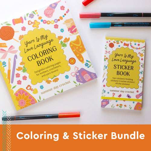 Coloring Book & Sticker Book Gift Bundle: Yarn Is My Love Language (Save 15%)