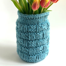 Load image into Gallery viewer, Basket Weave Mason Jar Cozy Knitting Pattern (PDF Download)
