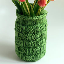 Load image into Gallery viewer, Basket Weave Mason Jar Cozy Knitting Pattern (PDF Download)
