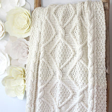 Load image into Gallery viewer, Diamond Heights Cable Blanket: Knitting Pattern (PDF Download)
