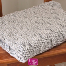Load image into Gallery viewer, Easy Knitted Blanket in Tumbling Blocks Pattern - PDF Download
