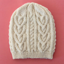 Load image into Gallery viewer, Twisted Love Heart Cable Knit Hat Pattern (PDF Download)
